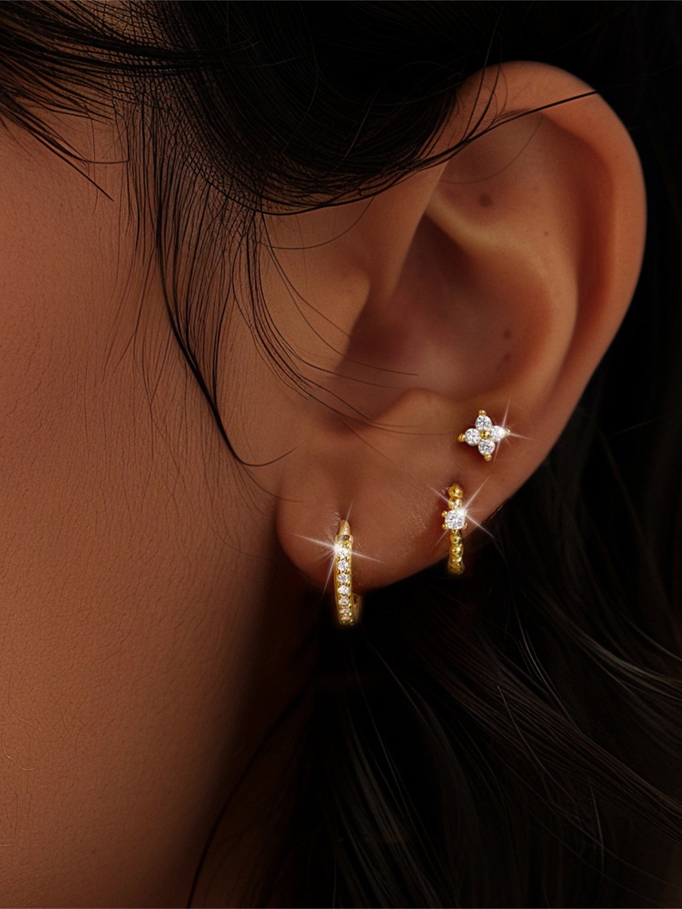 925 Sterling Silver Flower Pave Zircon Wedding Earring Set