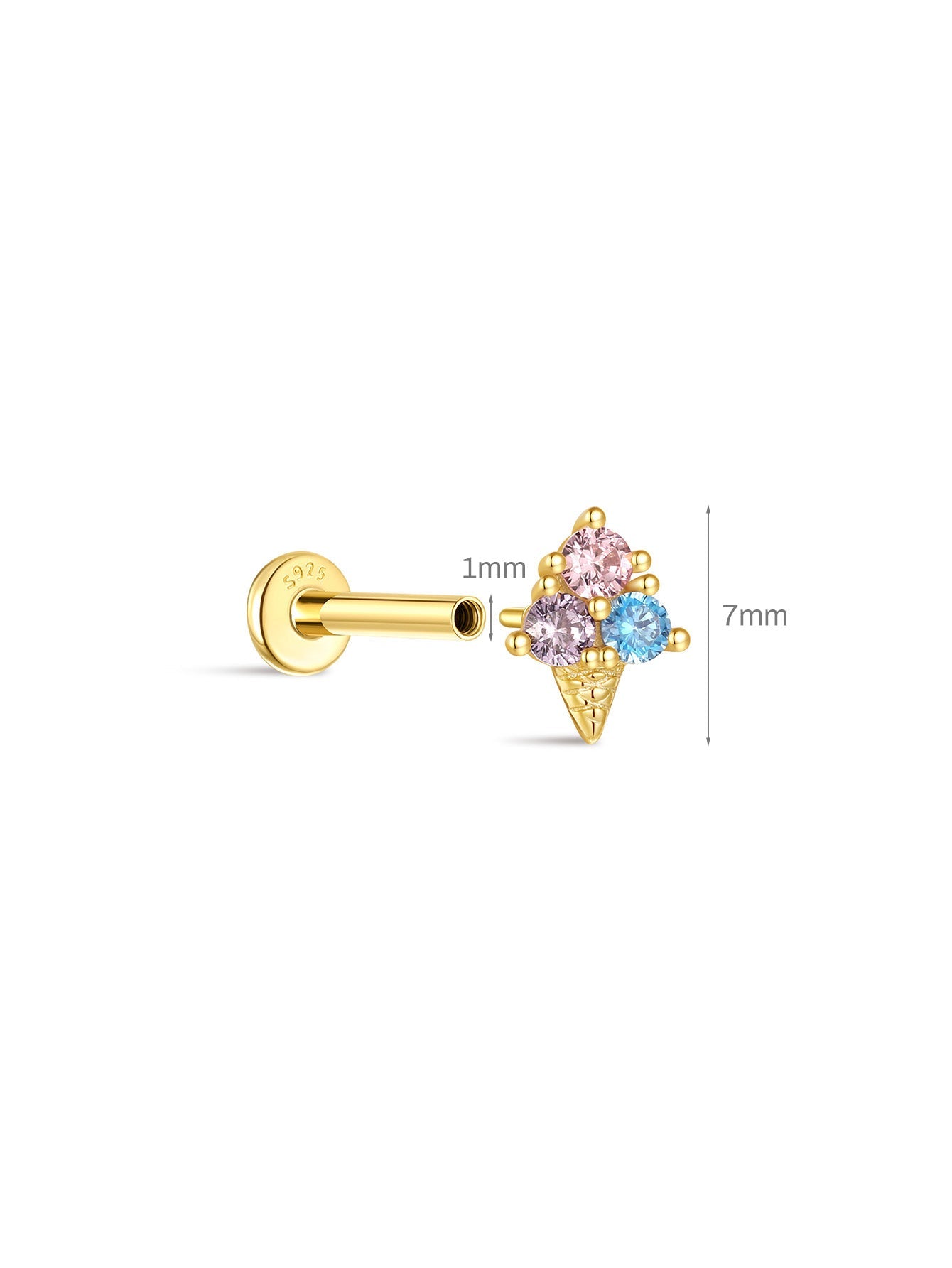 925 Sterling Silver Seaspritz Ice Cream Flatback