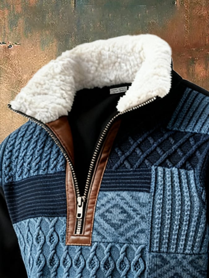 Abbott – Casual Retro Sweatshirt with Color Block Prints