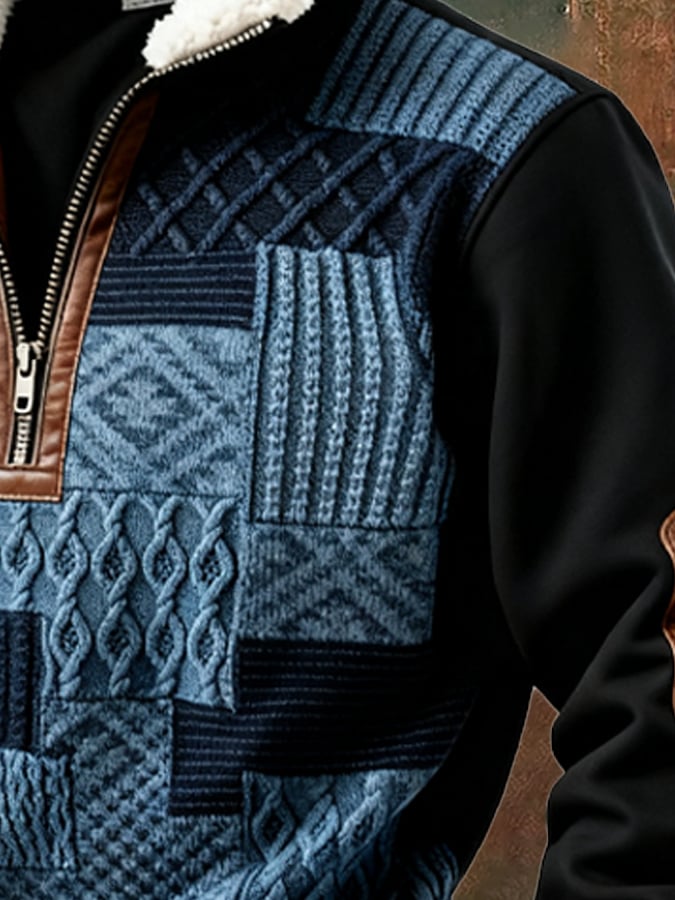 Abbott – Casual Retro Sweatshirt with Color Block Prints