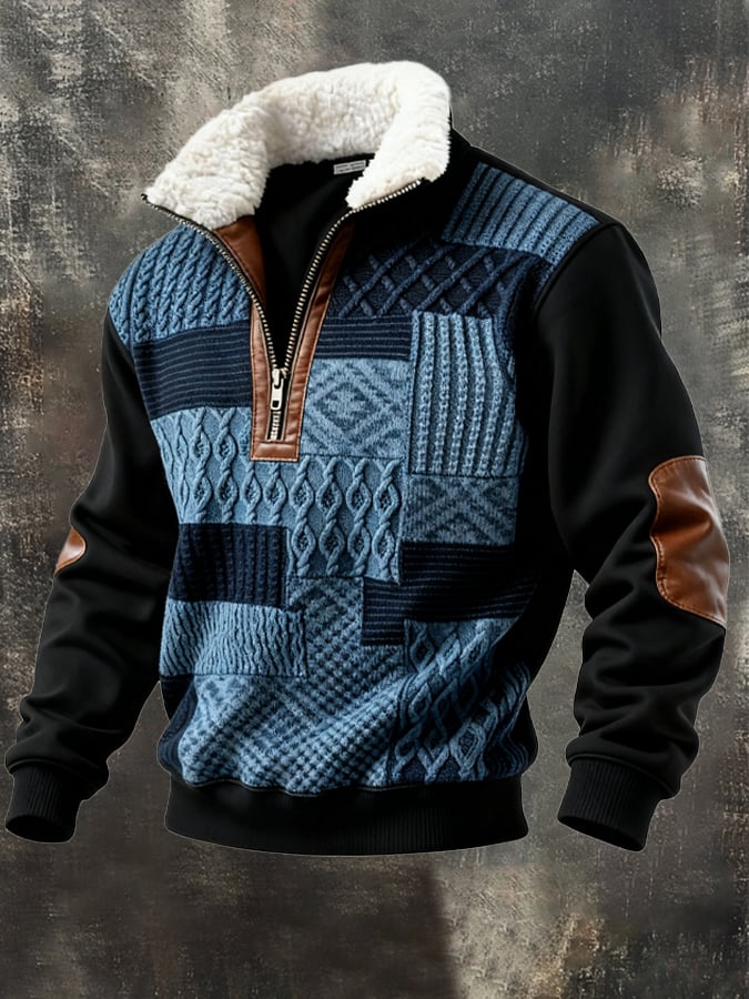 Abbott – Casual Retro Sweatshirt with Color Block Prints