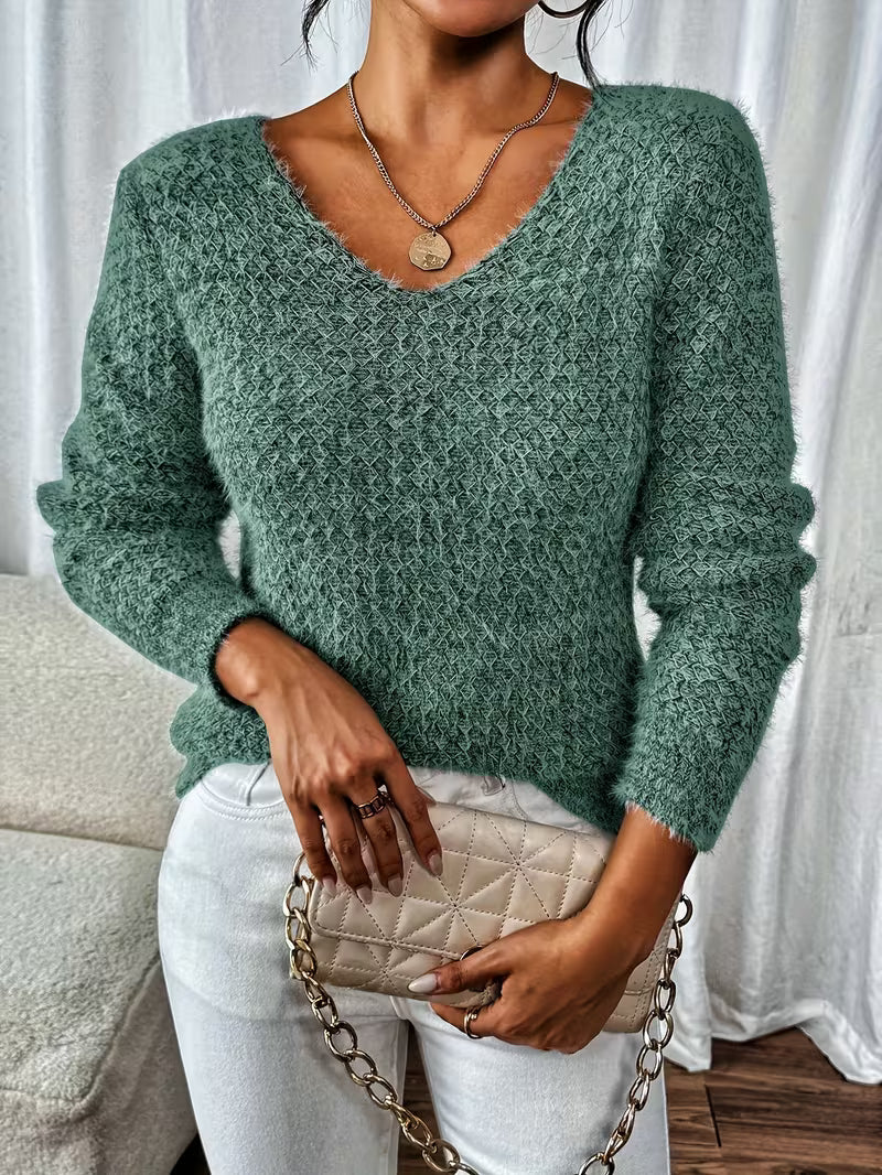 Aderah - Loose Fit V-Neck Sweater