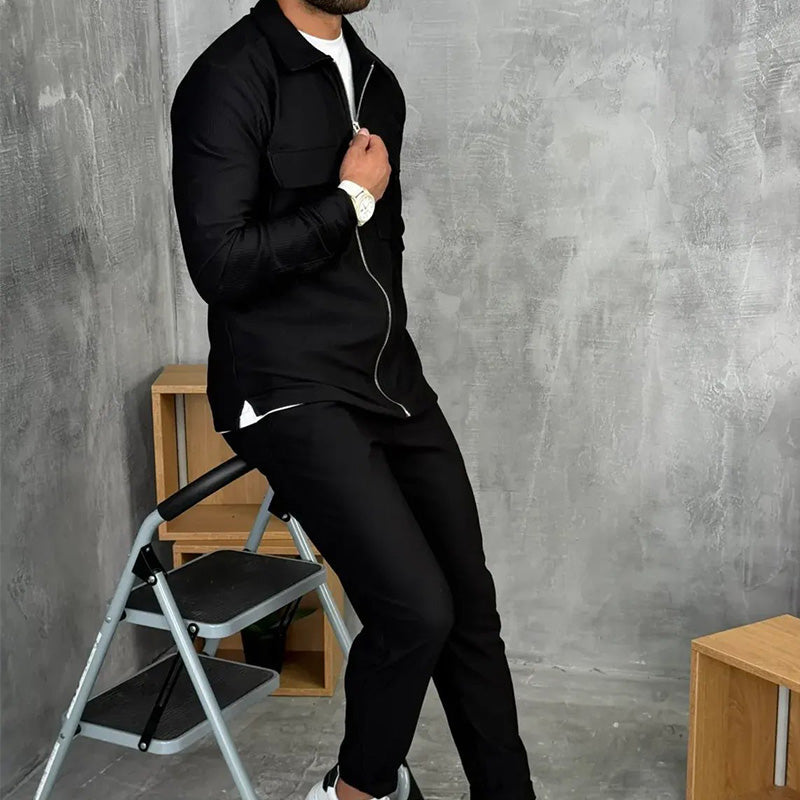 Adonis – Jogging Suit with Zipper and Ribbed Knit