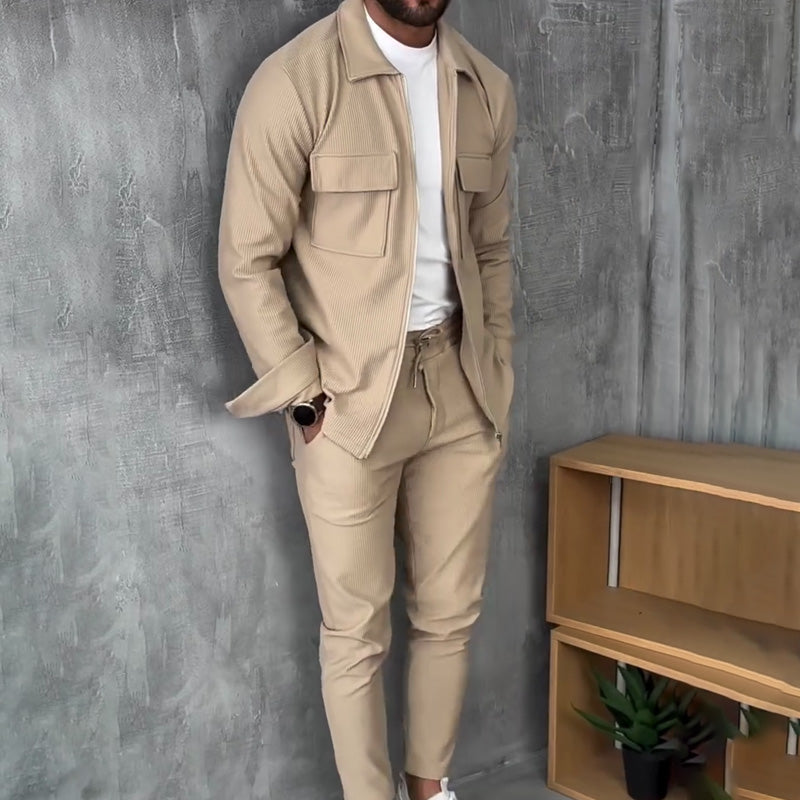 Adonis – Jogging Suit with Zipper and Ribbed Knit