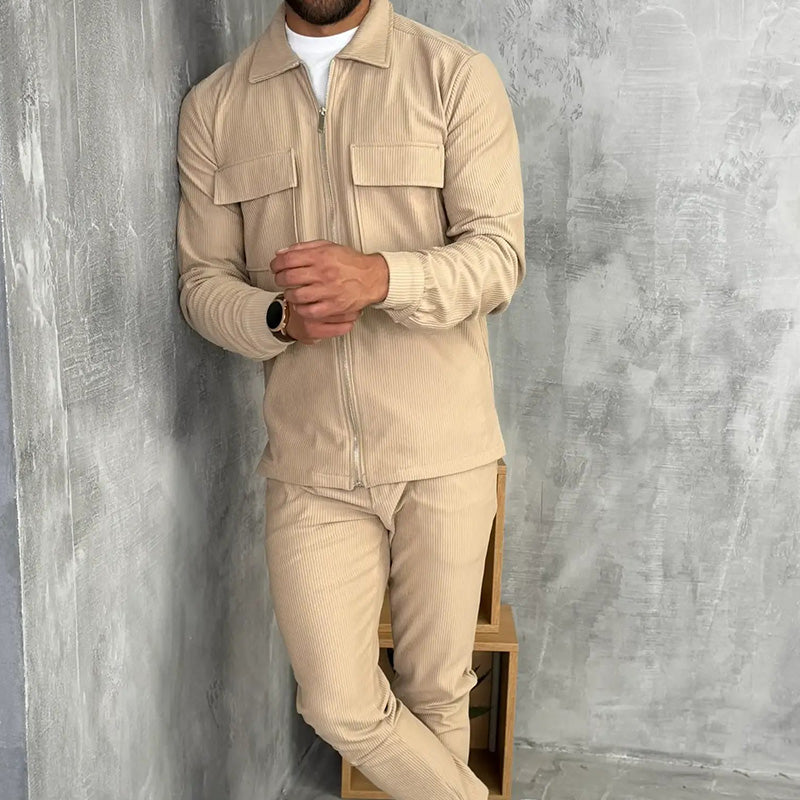 Adonis – Jogging Suit with Zipper and Ribbed Knit