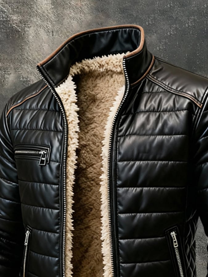 Aleksander – Warm Outdoor Jacket Made of Soft Plush Leather