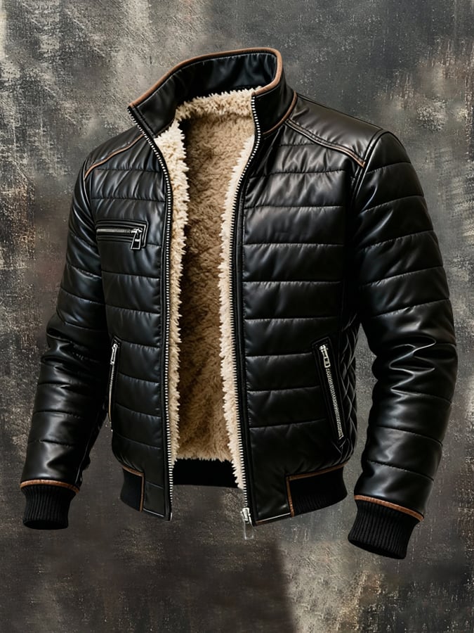 Aleksander – Warm Outdoor Jacket Made of Soft Plush Leather