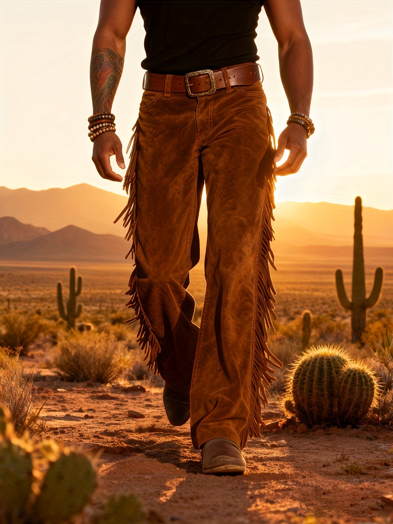Altan – Casual Retro Western Pants with Fringes