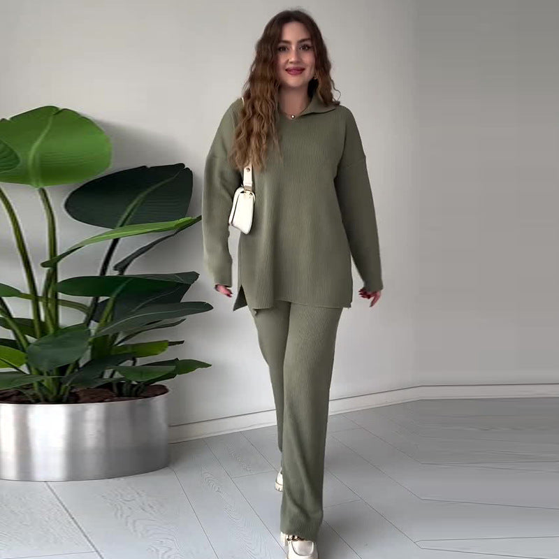Alyana – Ribbed Knitted Two-Piece Lounge Set