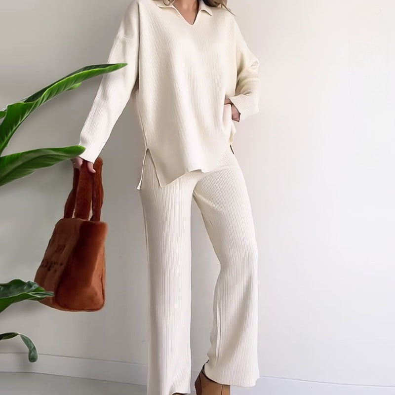 Alyana – Ribbed Knitted Two-Piece Lounge Set
