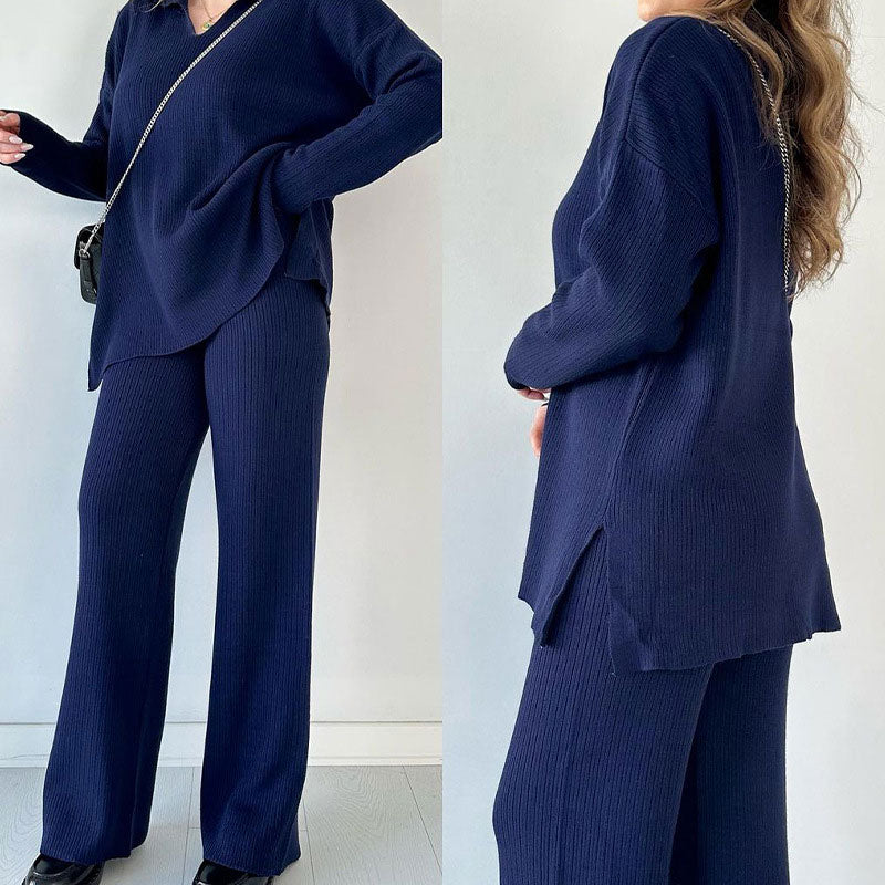 Alyana – Ribbed Knitted Two-Piece Lounge Set