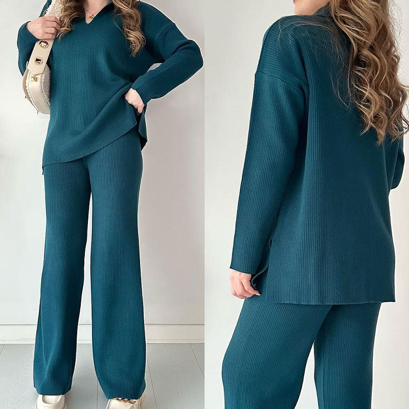 Alyana – Ribbed Knitted Two-Piece Lounge Set
