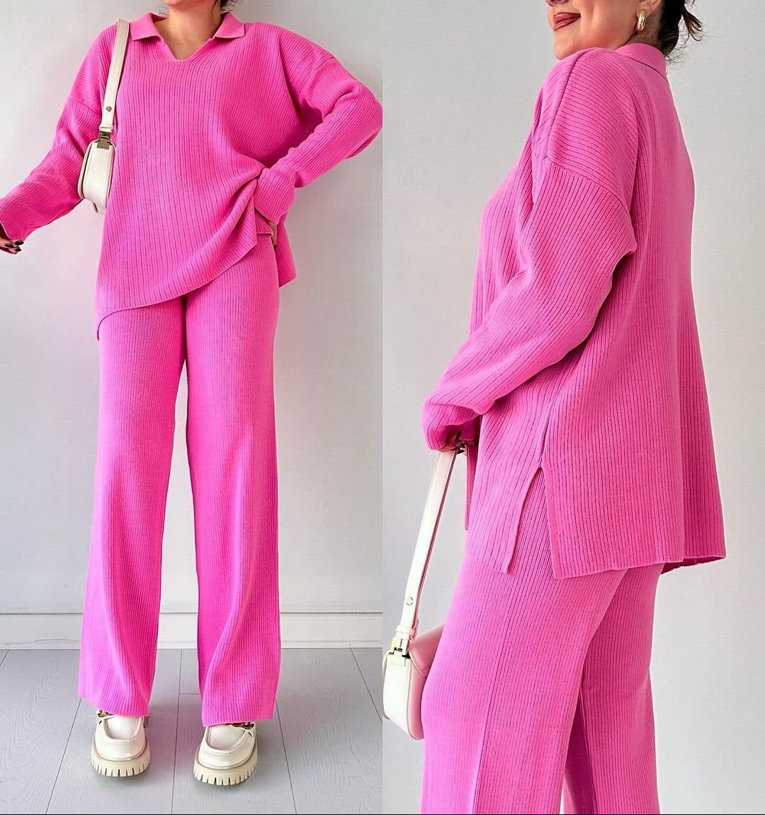 Alyana – Ribbed Knitted Two-Piece Lounge Set