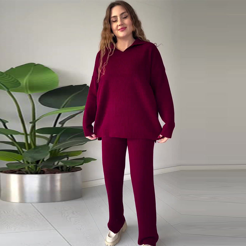 Alyana – Ribbed Knitted Two-Piece Lounge Set