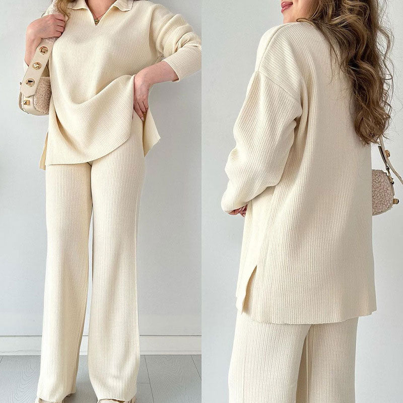Alyana – Ribbed Knitted Two-Piece Lounge Set