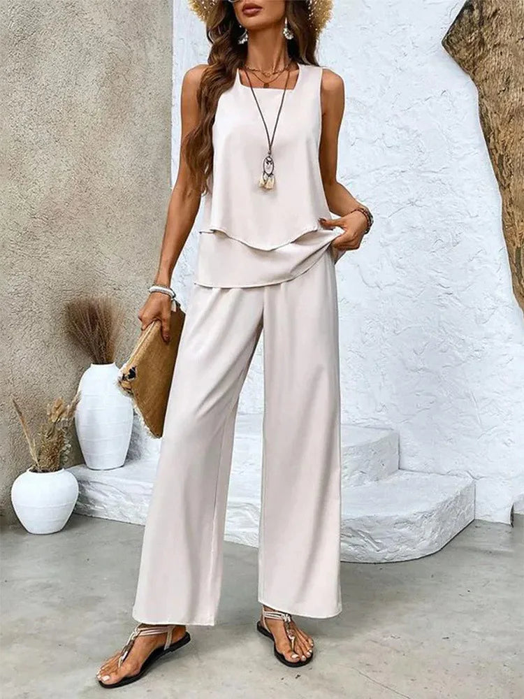 Analy – Set of Sleeveless Top and Wide-Leg Pants