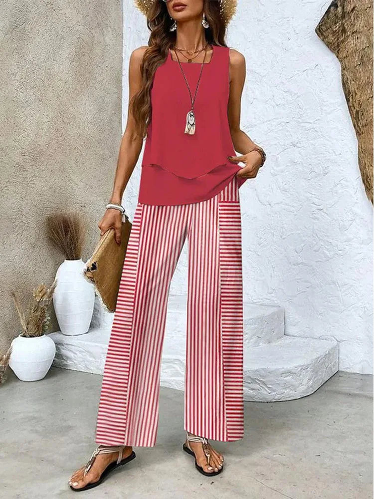 Analy – Set of Sleeveless Top and Wide-Leg Pants