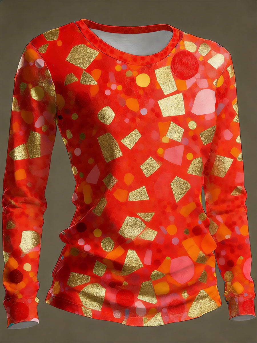 Anissa – Long-Sleeve Top with Geometric Print
