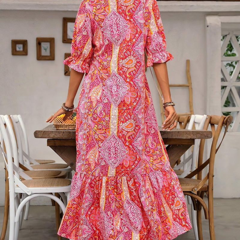 Aniy – Summer Dress with Floral Pattern and V-Neck