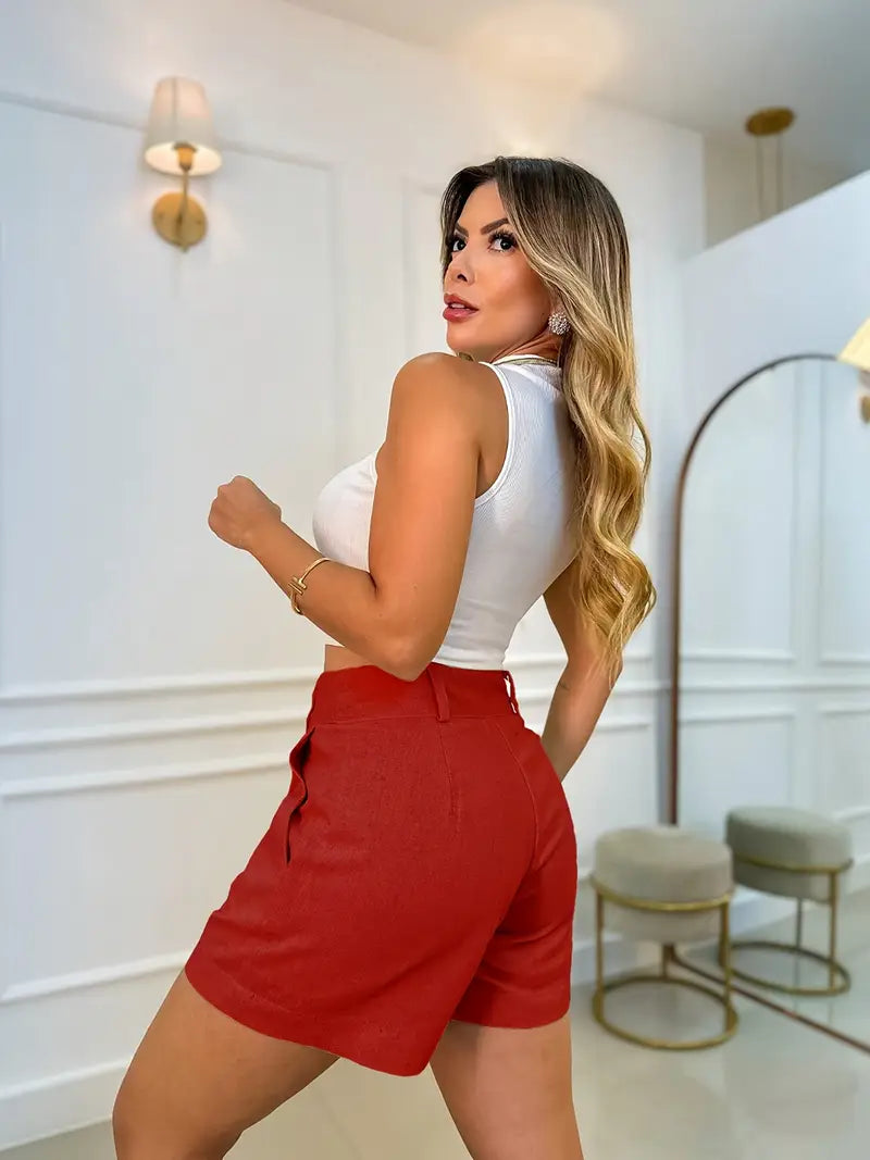 Annora – Casual Shorts with High Waist and Button