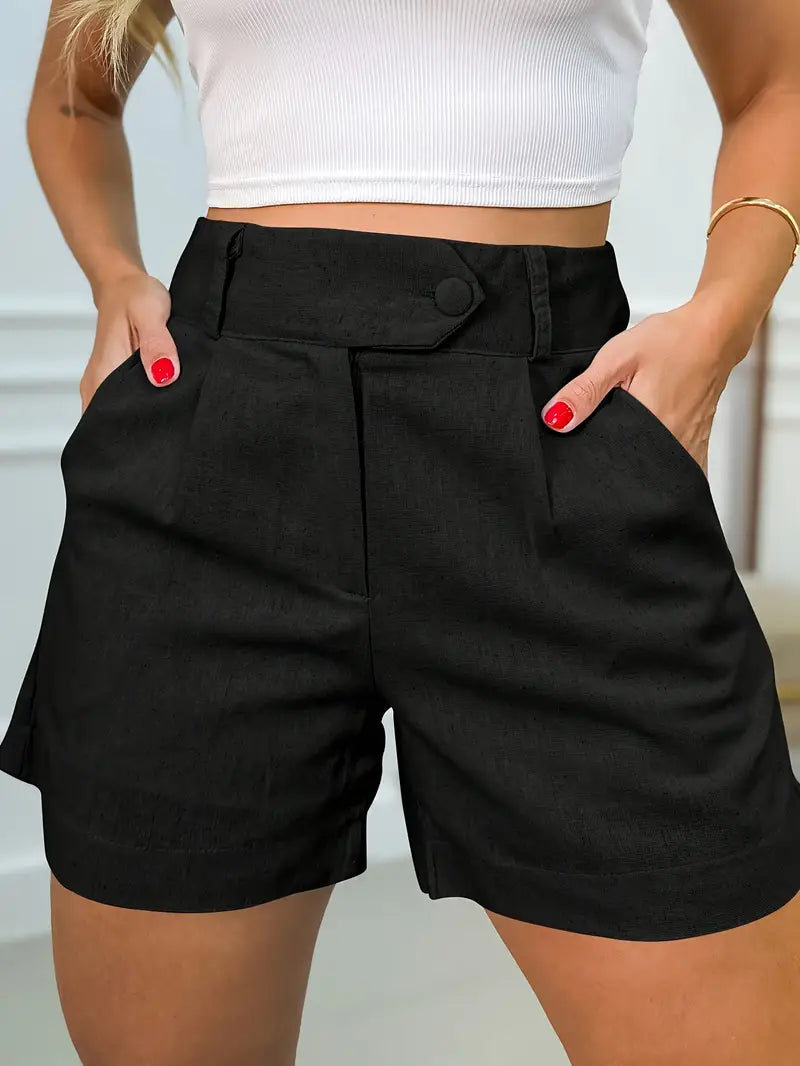 Annora – Casual Shorts with High Waist and Button