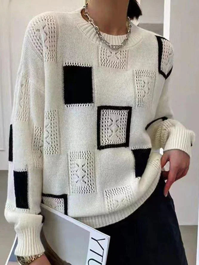 Annouska – Knitted Sweater with Block Pattern