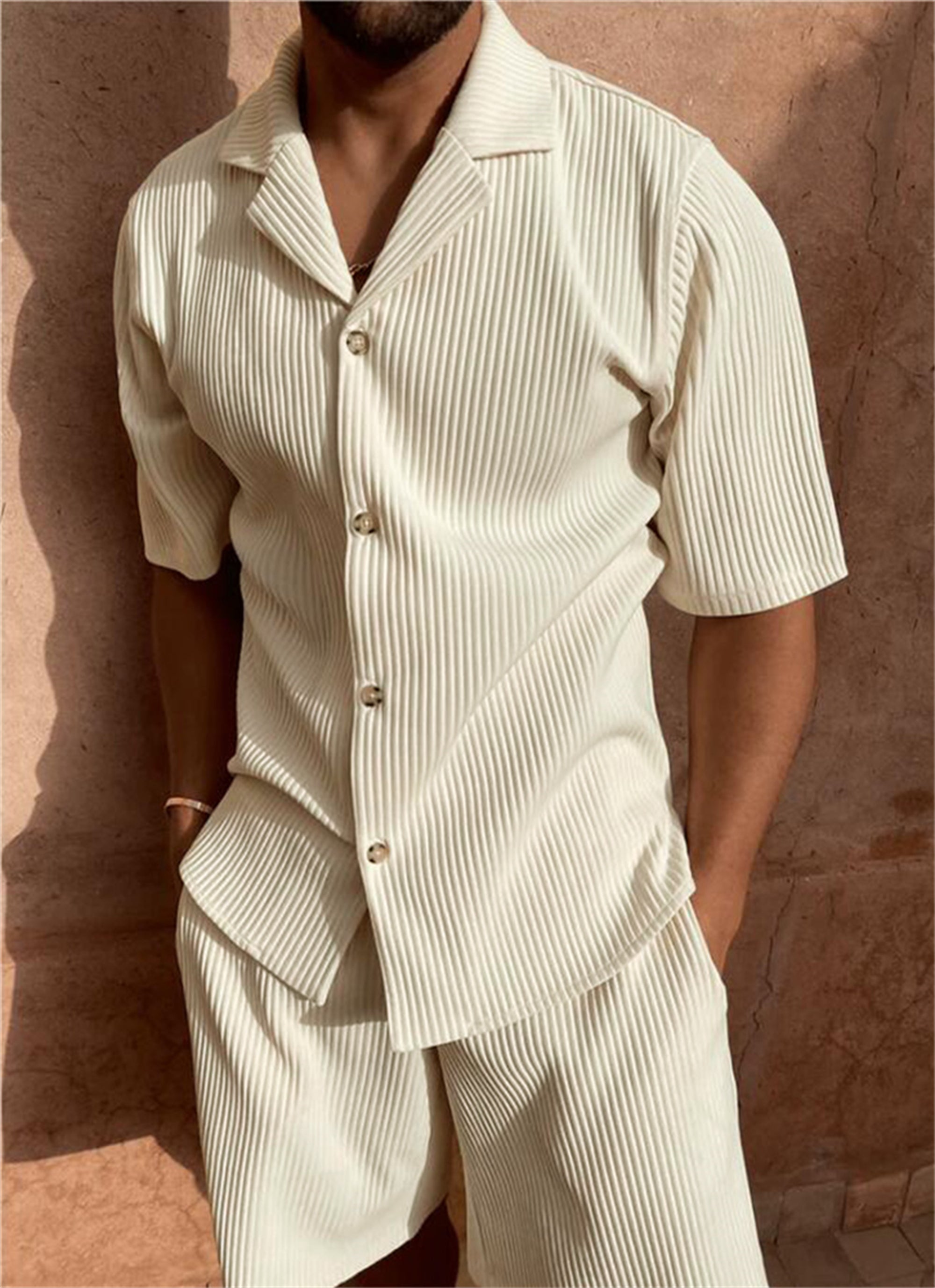 Ardian - Cord Shirt with Short Sleeves and Shorts Set