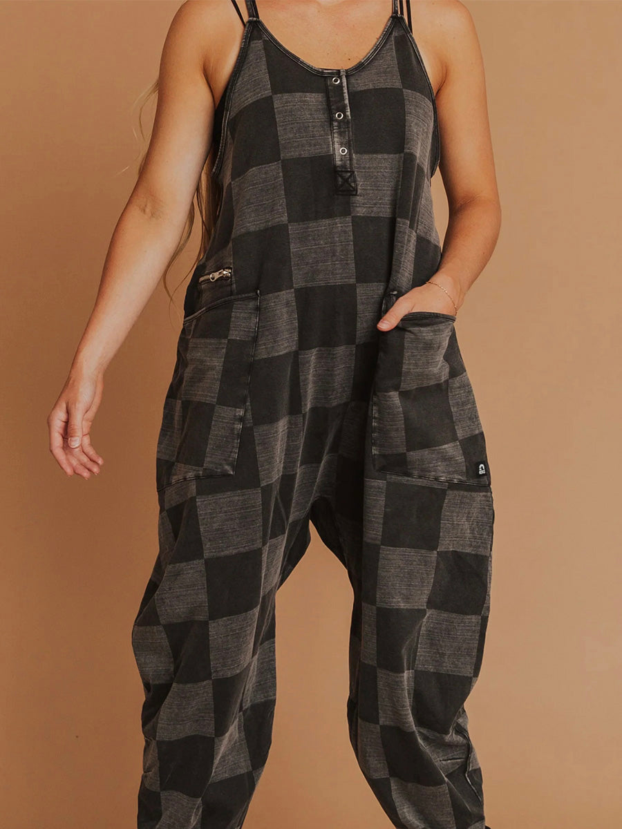 Arija – Oversized Overall with Check Pattern