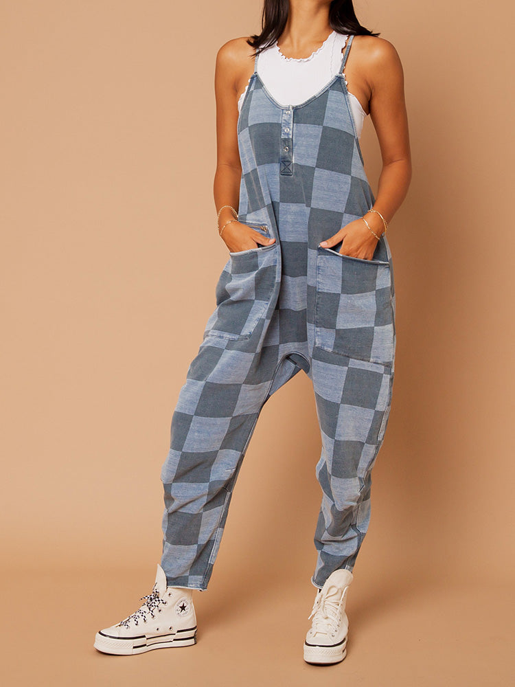 Arija – Oversized Overall with Check Pattern