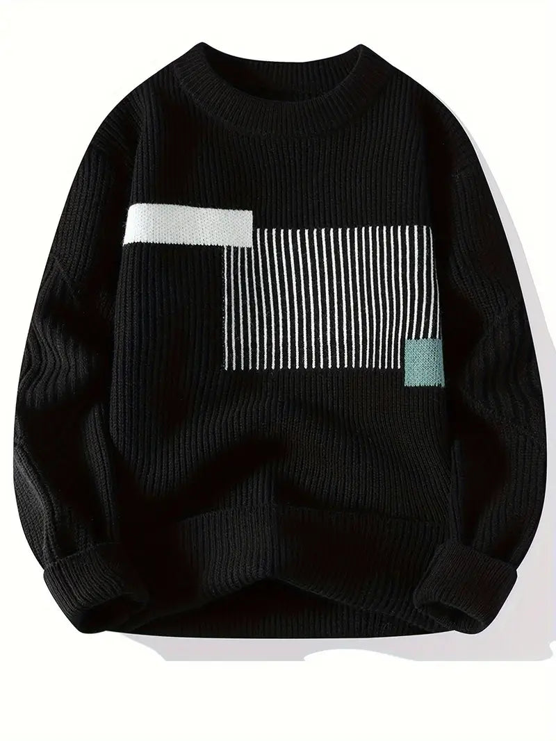 Arlen – Elegant Long Sleeve Sweater with Geometric Pattern