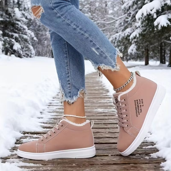 Arlena – Winter Lace-Up Sneakers with Fleece Lining