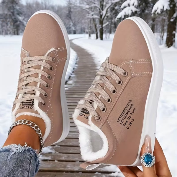 Arlena – Winter Lace-Up Sneakers with Fleece Lining