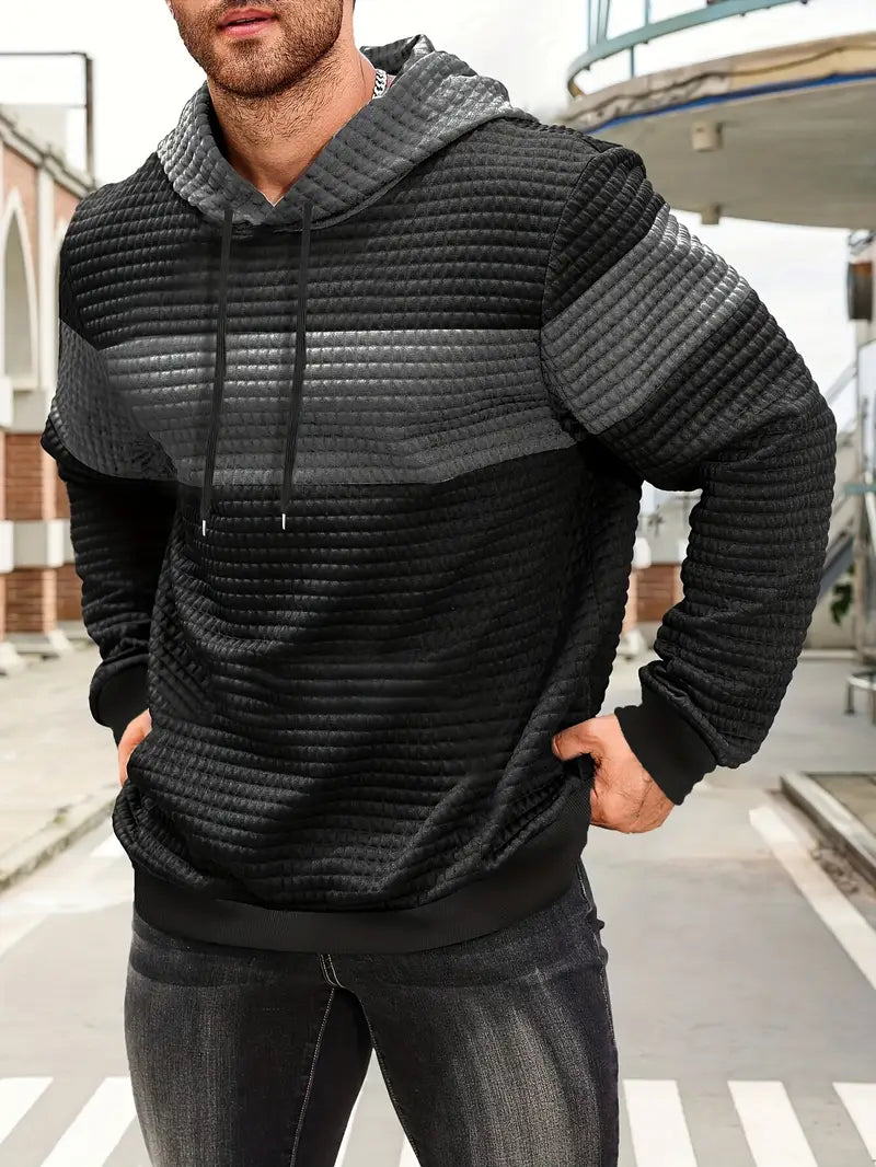 Arvid – Hooded Sweatshirt with Color Block Texture