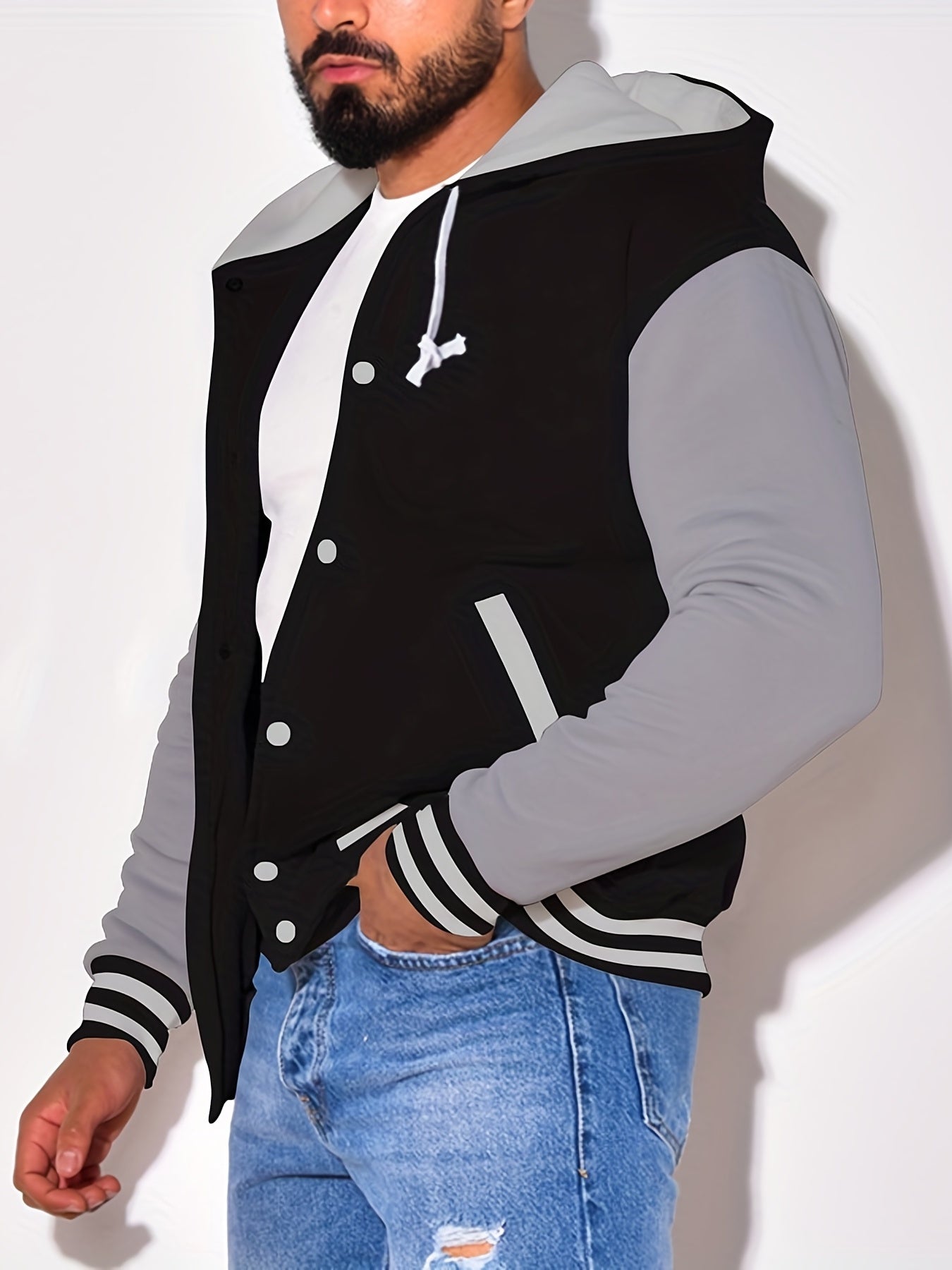 Askhat - Long-Sleeve Baseball Jacket with Hood