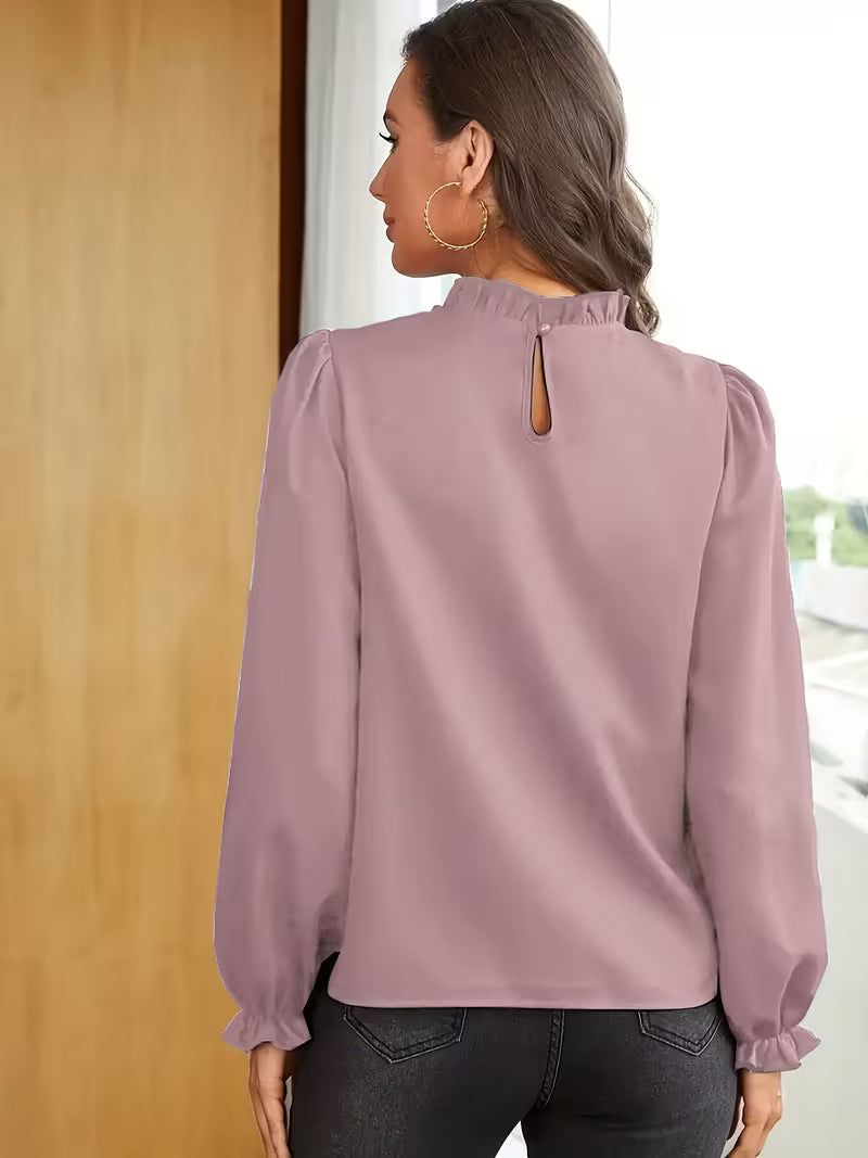 Aurelija – Blouse with Ruffled Collar and Puff Sleeves