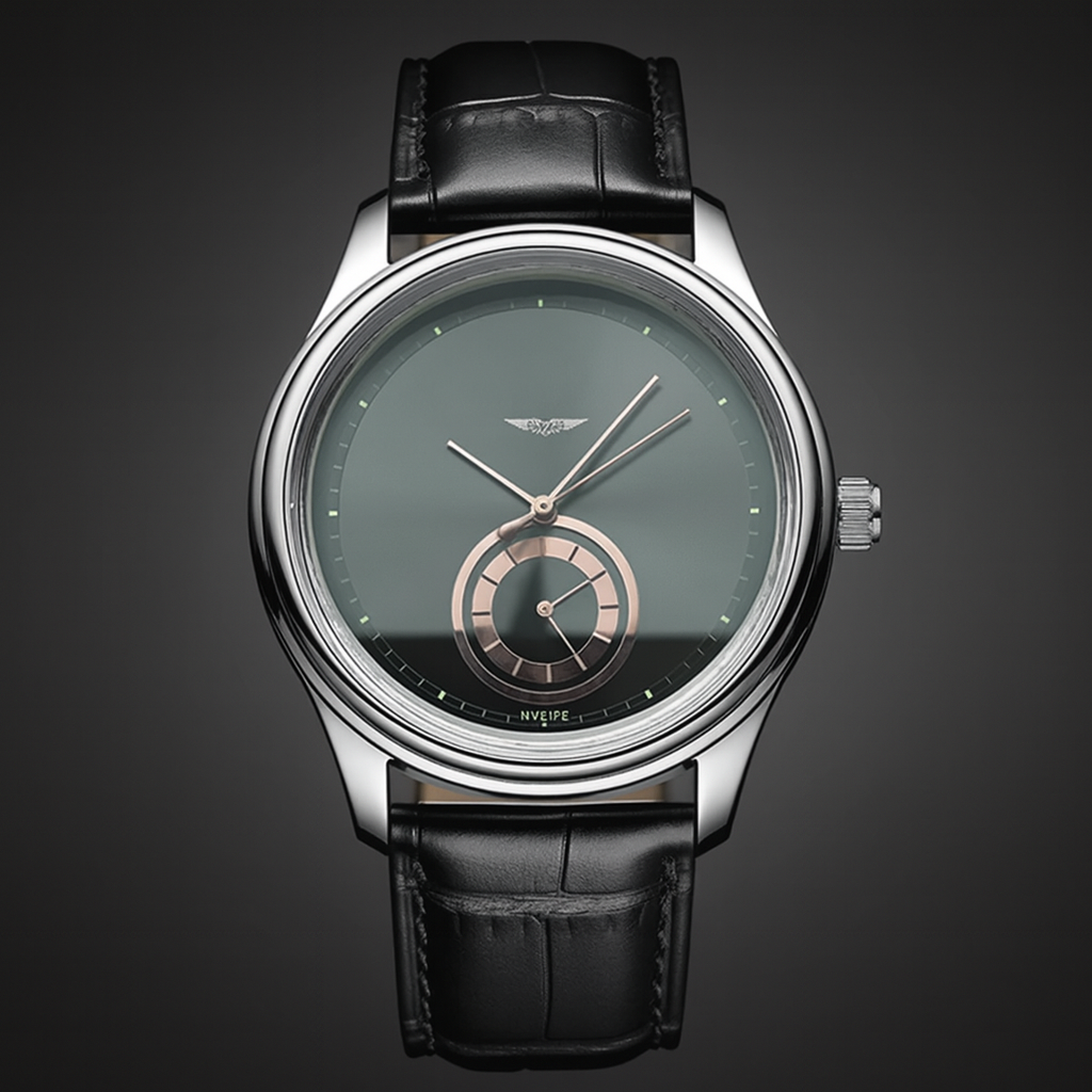 AurexTime – Classic Leather Watch with Two-Toned Golden Dial