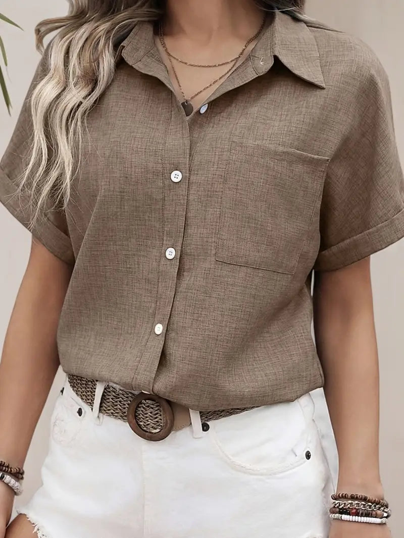 Avina - Elegant Short Sleeve Shirt with Pocket