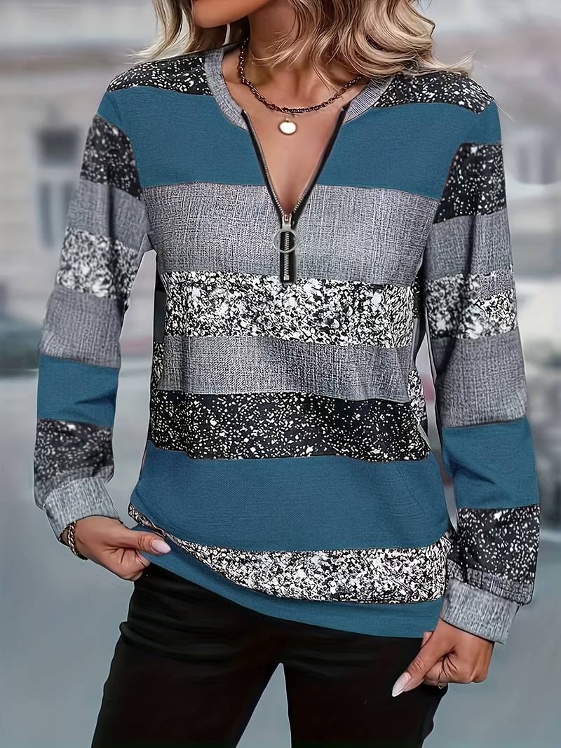 Avital - Casual Striped Zip Sweater