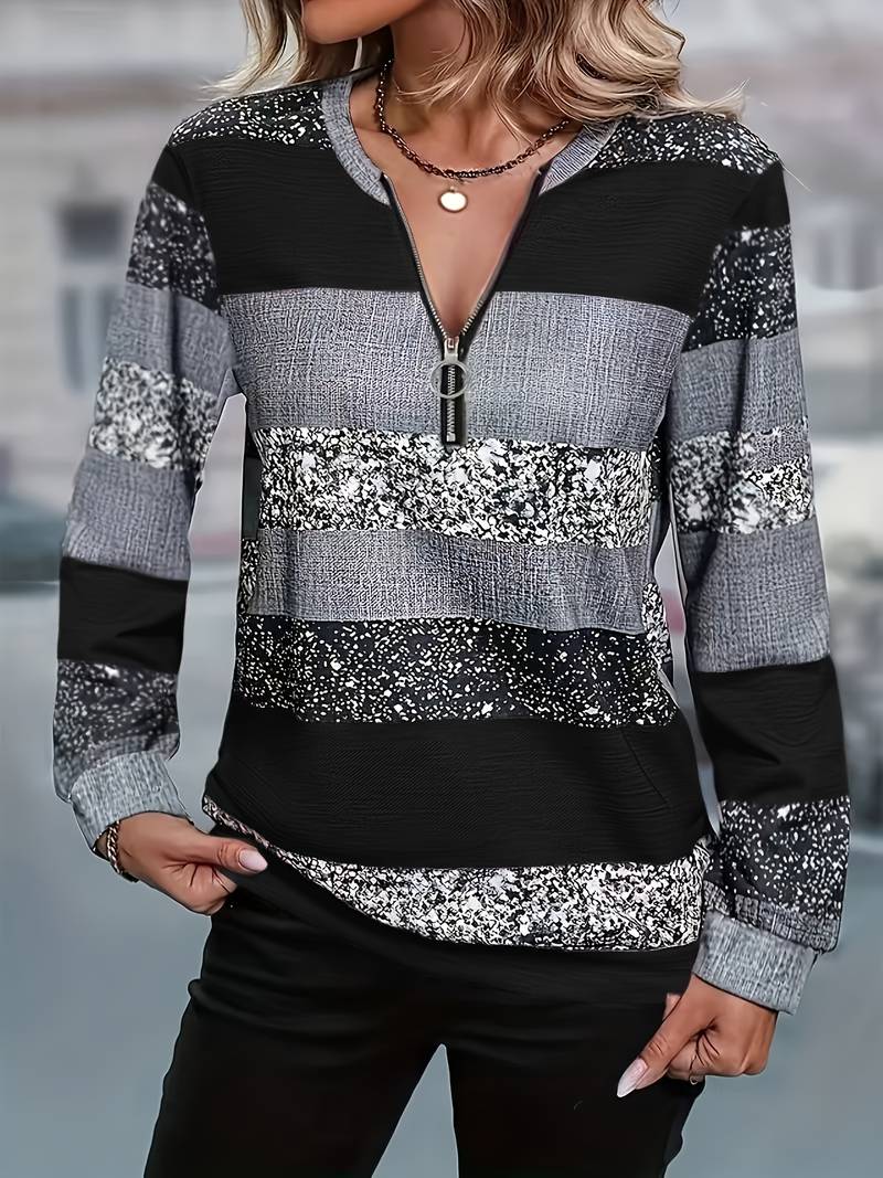 Avital - Casual Striped Zip Sweater