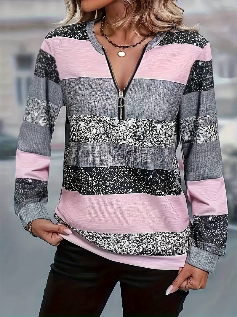Avital - Casual Striped Zip Sweater