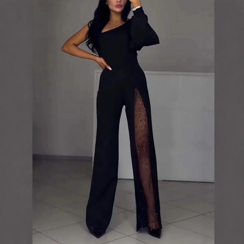 Azlina – Jumpsuit with One Shoulder and Flared