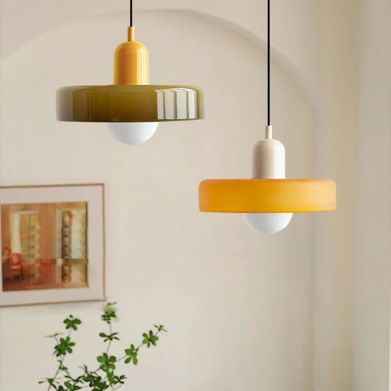 Bauhaus Pendant Light Made of Colored Glass