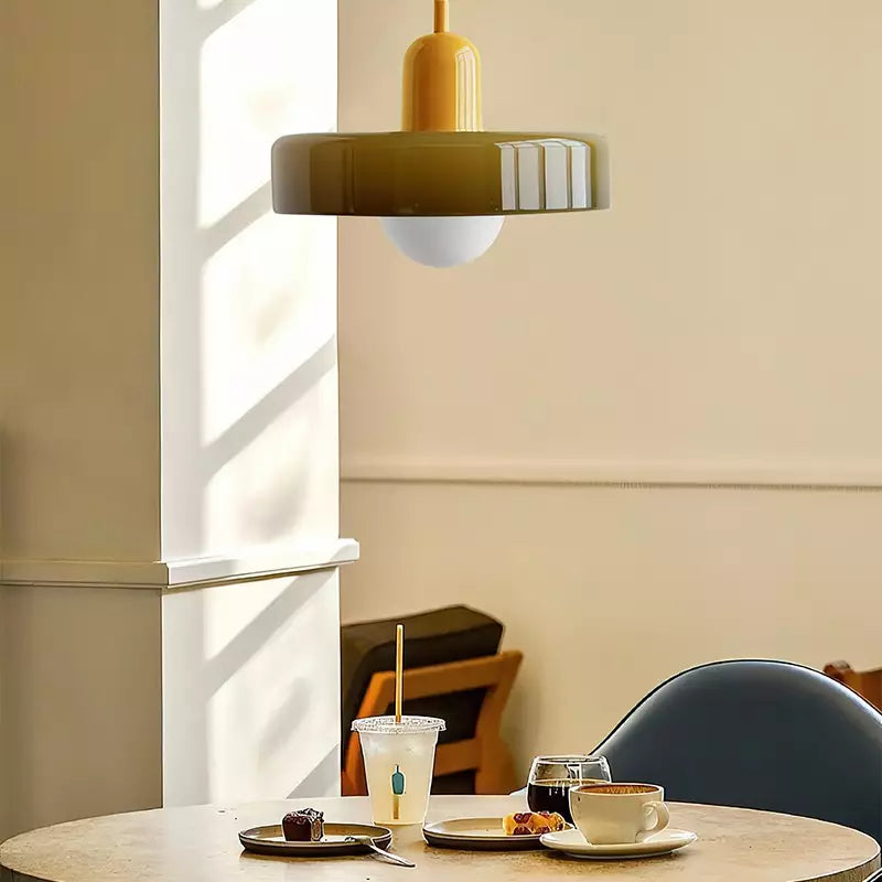 Bauhaus Pendant Light Made of Colored Glass