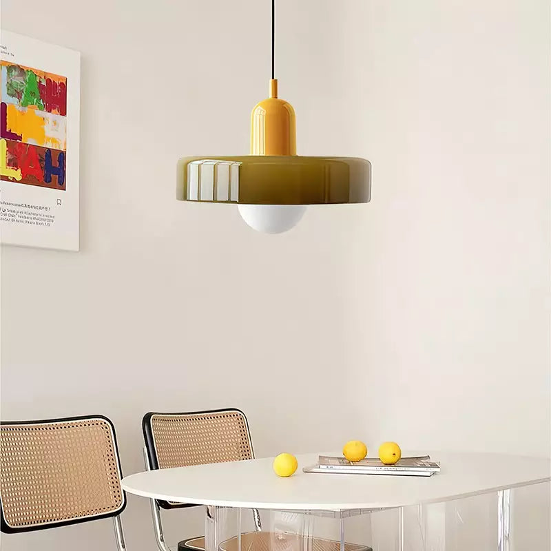 Bauhaus Pendant Light Made of Colored Glass
