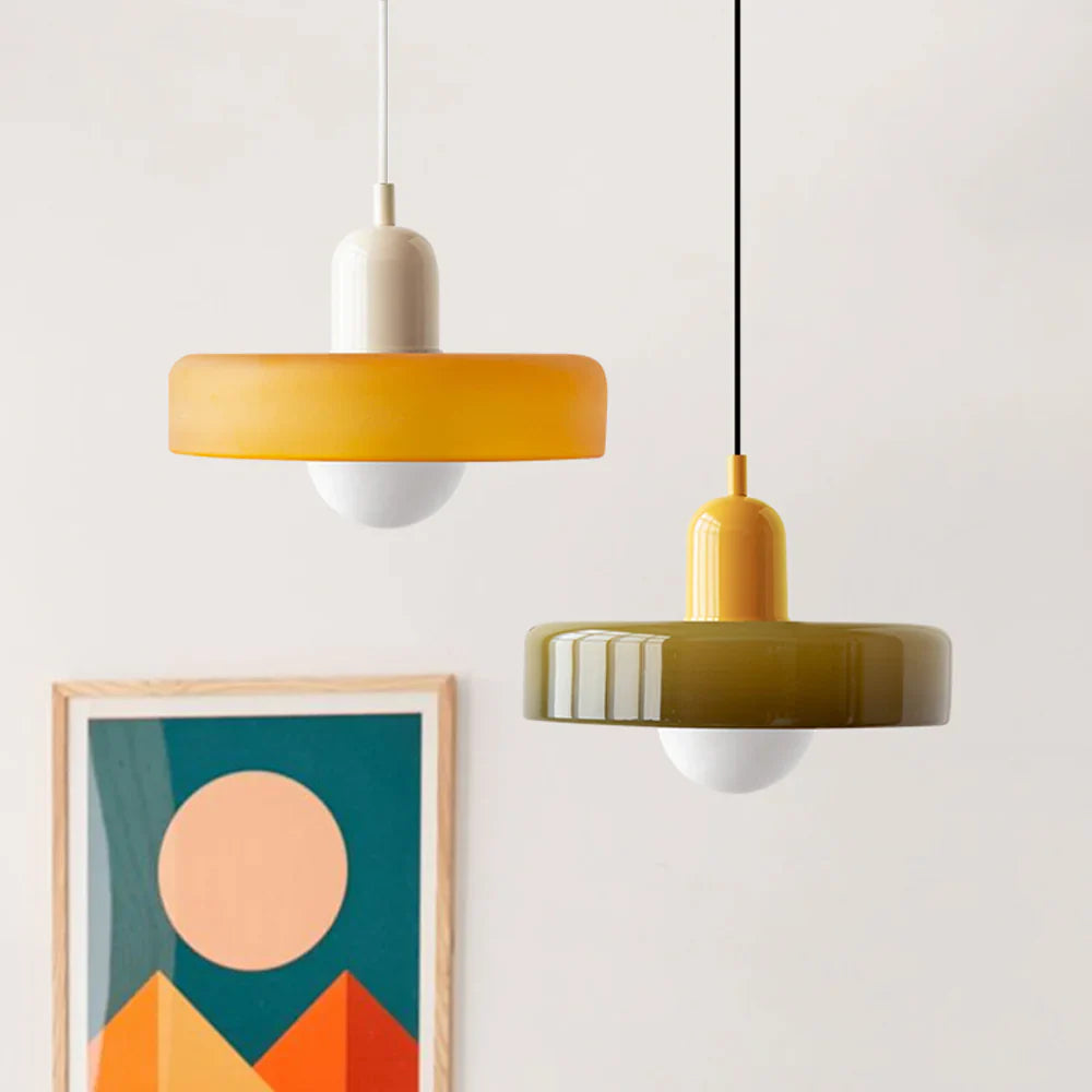 Bauhaus Pendant Light Made of Colored Glass