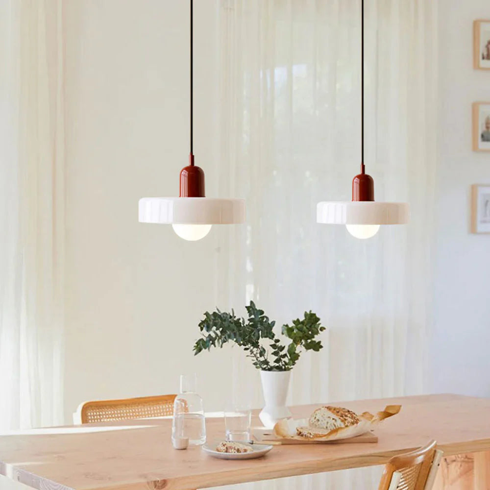 Bauhaus Pendant Light Made of Colored Glass
