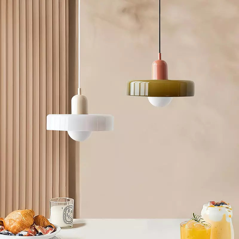 Bauhaus Pendant Light Made of Colored Glass