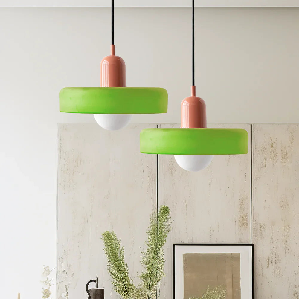 Bauhaus Pendant Light Made of Colored Glass