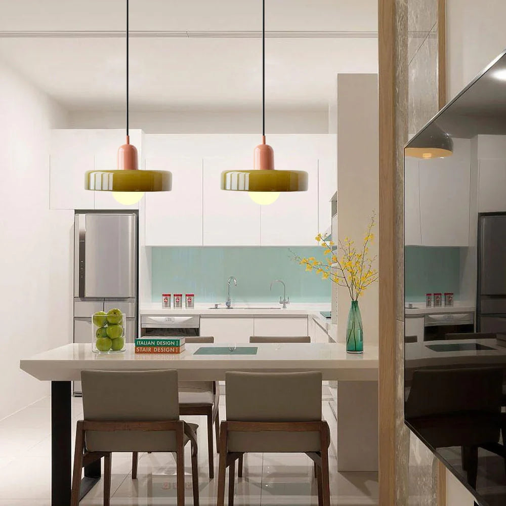 Bauhaus Pendant Light Made of Colored Glass