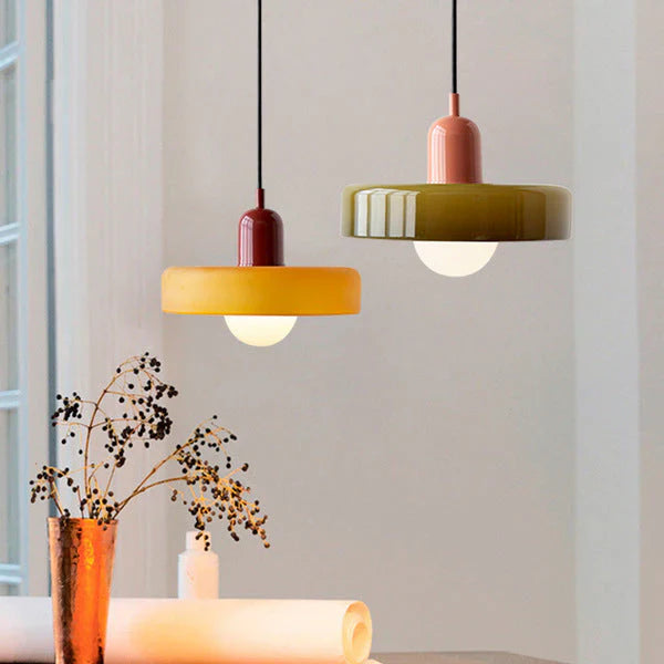 Bauhaus Pendant Light Made of Colored Glass